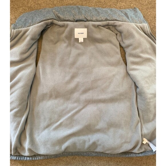 Old Navy Puffer Vest Womens L Textured Gray Quilted Fleece Lined Warm Zip Up - Picture 3 of 8